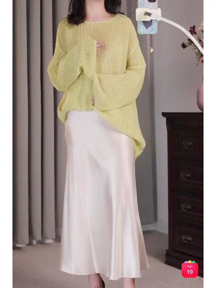 

Stunning Long Midi Skirt Spring Summer Asymmetrical Cut Women's Faion High Waist A-Line Skirt Ele Thin Lady Sle