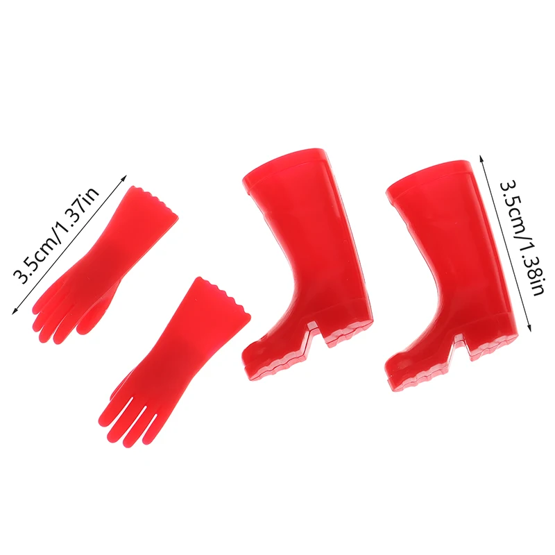 1Set 1:12 Miniatur Rumah Boneka Sepatu Bot Hujan Sarung Tangan Berkebun Sarung Tangan Memasak Sarung Tangan Mencuci Model Dekorasi Peternakan Mainan