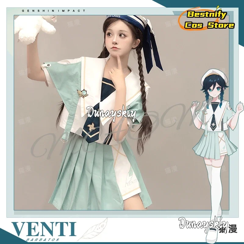 CosplayAnime Genshin Impact Cosplay Venti femmes jiakei robe Costumes veste ample manteau à capuche à manches courtes jupe ensemble déguisement