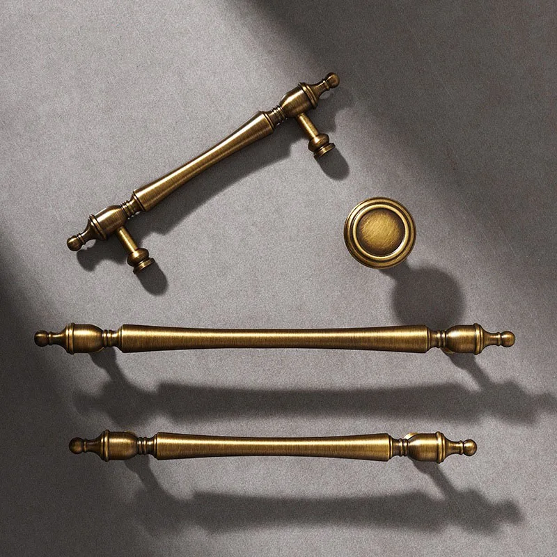 Poignée d'armoire en laiton américain antique, barre de nervure de garde-robe, poignée de meuble créative bronzée, poignée MELKnob