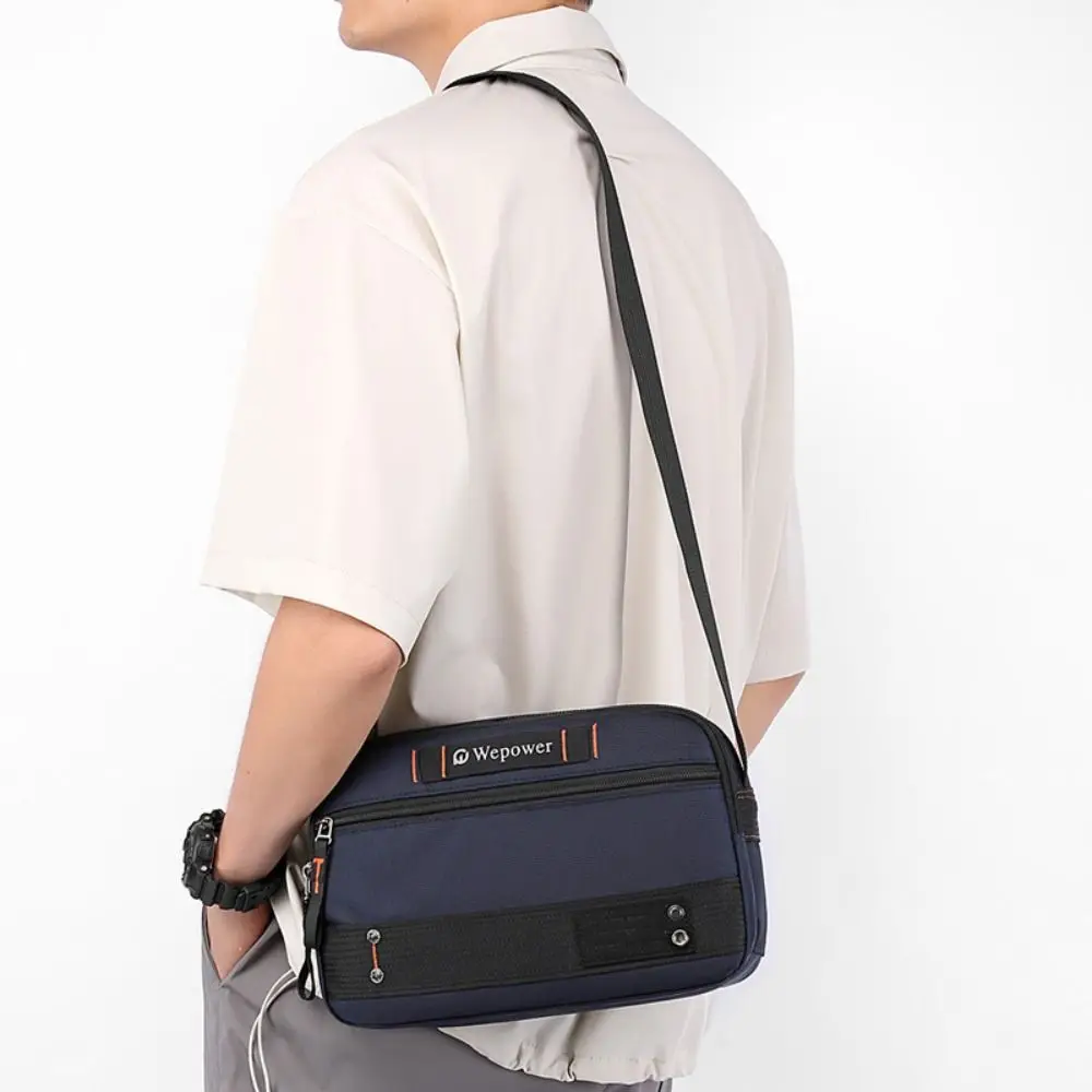 

Simple Fanny Packs Nylon Square Bag Multi-layer Waterproof Men Crossbody Bag Solid Color Korean Style Men's Pocket Sport