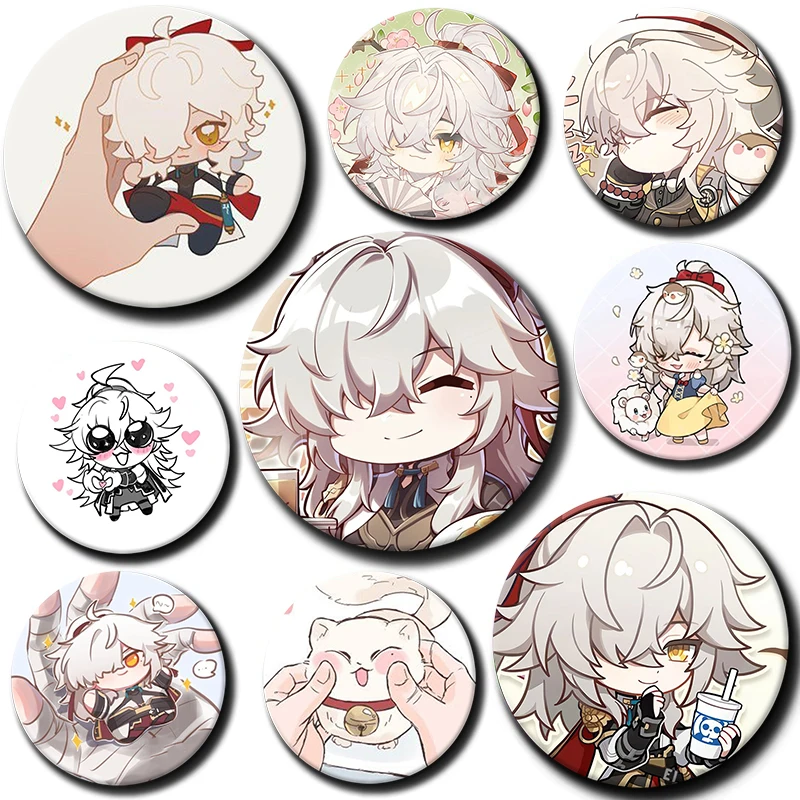 58mm Game Honkai Star Rail Brooches Anime Cartoon Figure Jing Yuan Yanqing Badge Pin Bag Accessories Cosplay Jewelry Fans Gift