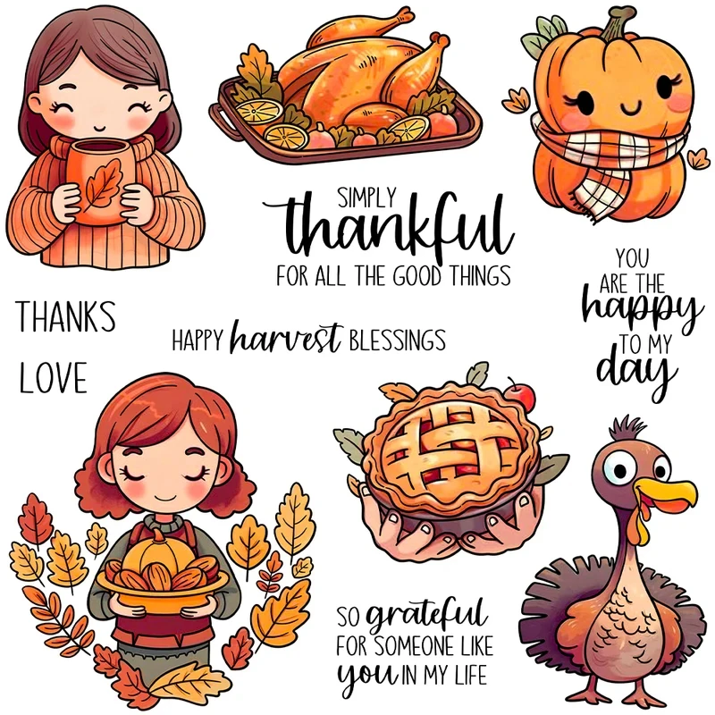 Autumn Thanksgiving Day Cutting Dies Clear Stamp DIY Scrapbooking Supplies Metal Dies Silicone Stamp Cards Albums
