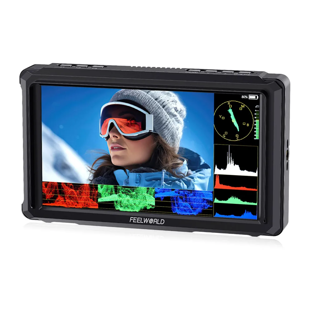 FEELWORLD FW568 PRO 6 Zoll 1200nit Leichter Kamera-Feld-DSLR-Monitor 1920 x 1080 Custom 3D LUT 4K HDMI 60 Hz HDMI Ein- und Ausgang