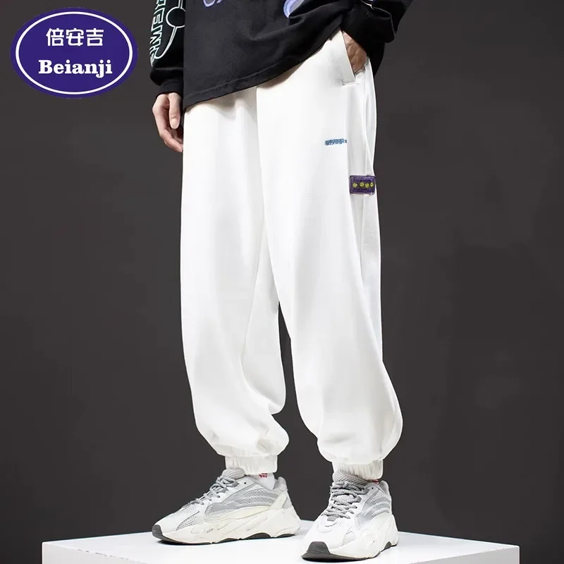 Beianji casual pants men's fashionable street hip hop oversize loose wide leg fashionable ins retro plus fleece thick sweatpants