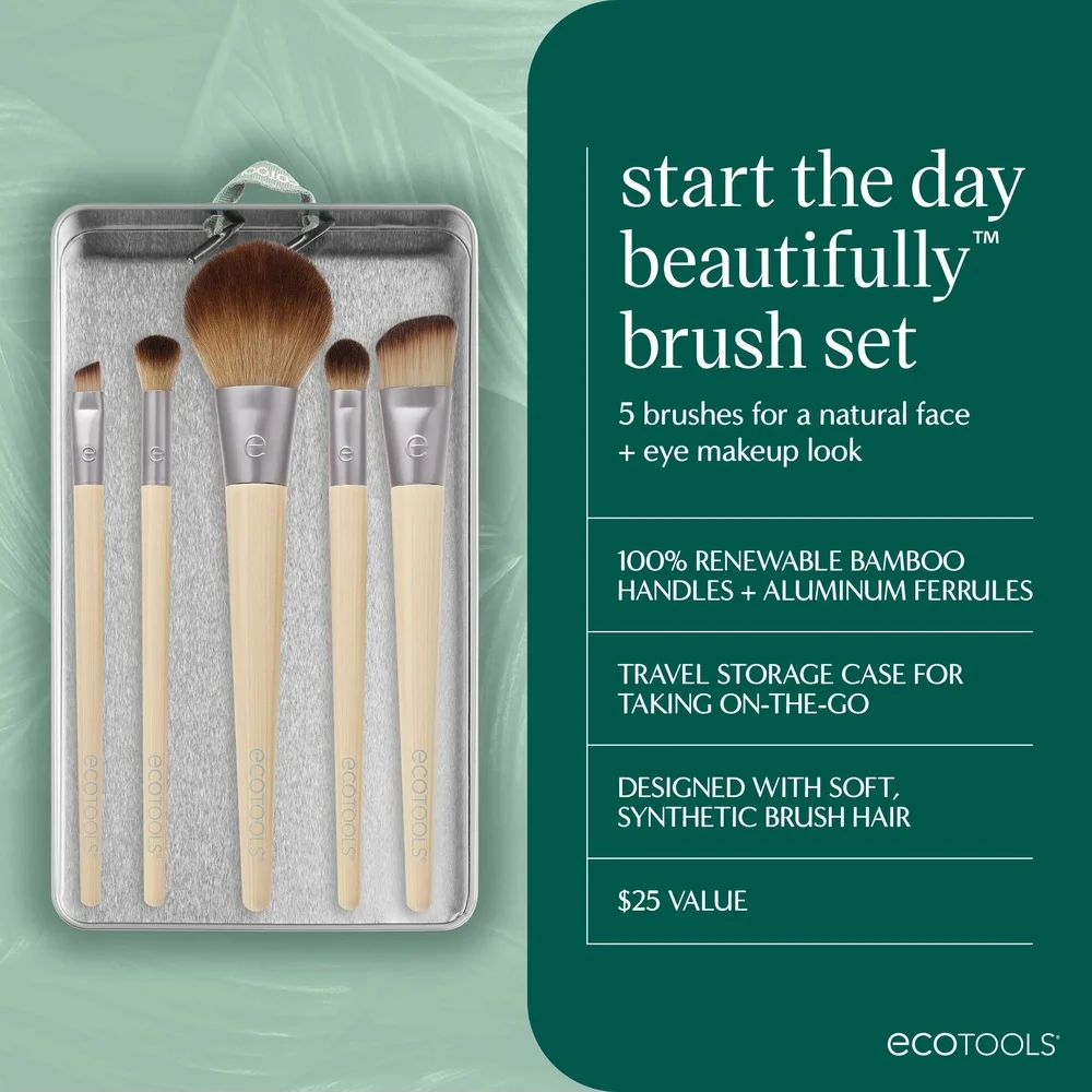 6-teiliges, umweltfreundliches Make-up-Pinsel-Set mit Ablagefach, Rouge, abgewinkelt, Foundation, Concealer, Lidschatten, Liner-Pinsel, tägliche Schönheit