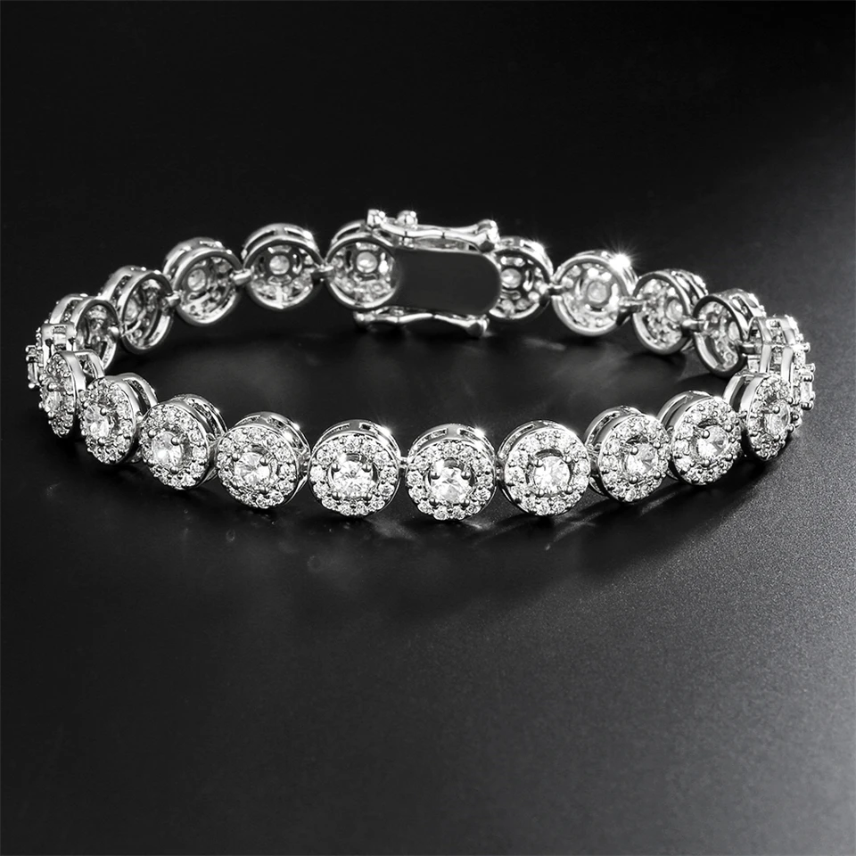 RAKOL Simple AAA+cubic Zirconia Bracelet For Women Shiny Luxurious Full Of Crystal Temperament Bracelet Party Jewelry Gift