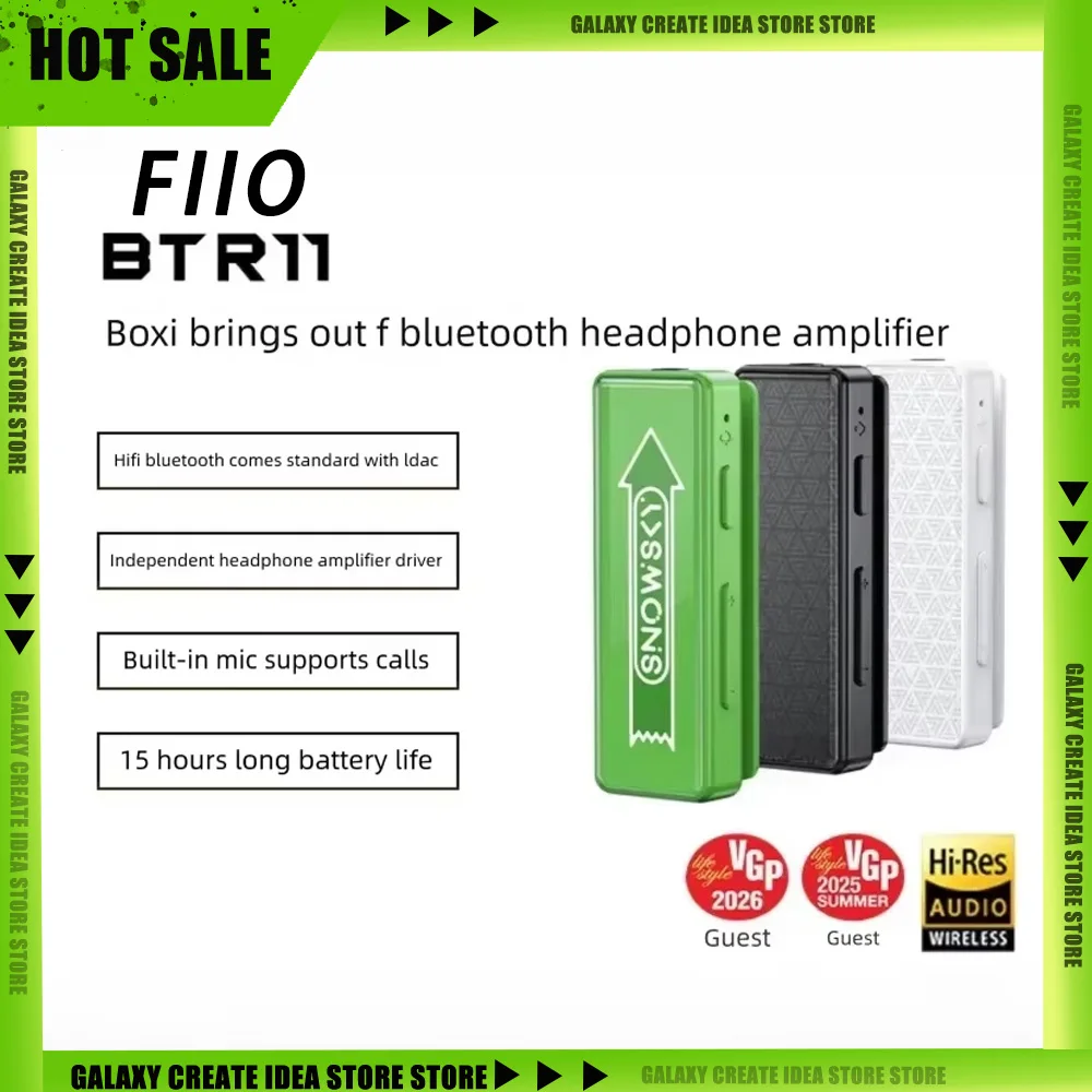 FiiO BTR11 Bluetooth Audio Receiver Vehicle Aux Wireless Earphone Adapter Lossless LDAC Long Battery Life Built in MIC Gifts