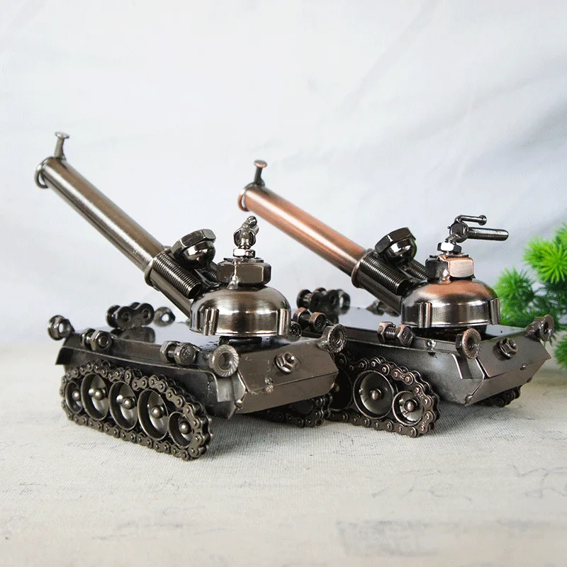 

Retro Model Tank Cannon Model Figurine Metal Decoration Handmade Metal Craft Gifts Home Office Decorative Retro Ornaments