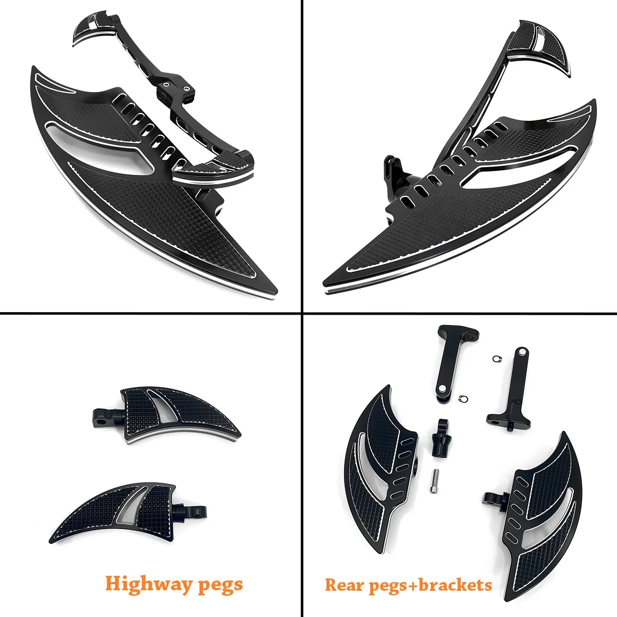 Black Blade Floorboards highway pegs Street Glide CVO FLHXSE ultra FLTRU Gear brake Shifter lever Electra Glide roadking 08-2022