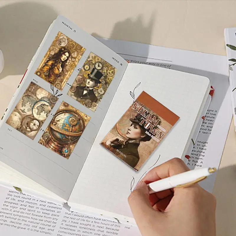 كتب ملصقات عتيقة مزخرفة متعددة الأغراض، كتاب ملصقات محمول، ملصقات حرفية جمالية لأجهزة الكمبيوتر المحمولة للمخططين