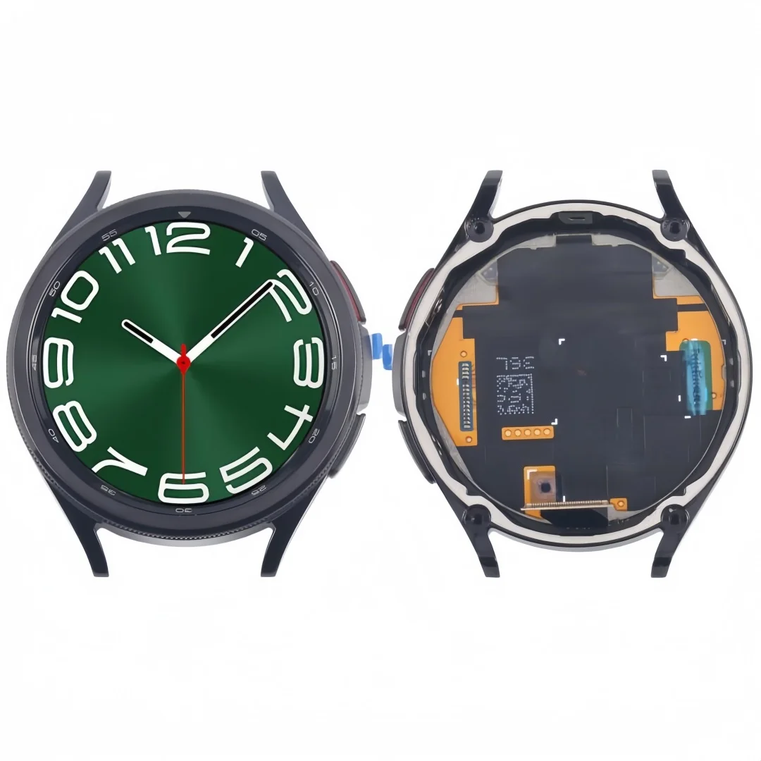 Tela LCD de relógio inteligente com moldura adequada para Samsung Galaxy Watch6 Classic 47mm, conjunto de tela LCD original com touch.
