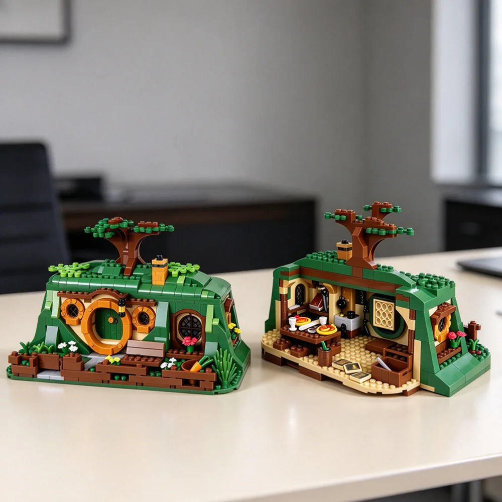Decor Home Display MOC-Hobbits Designer Desktop Dwarf Cabin Building Block The Shire Lords Toy Model Collection Idea Gifts