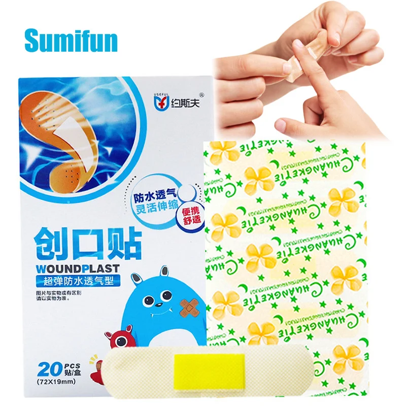 

20Pcs/box Waterproof Wound Hemostasis Sticker Band First Aid Bandage Cushion Adhesive Plaster Medical Stop Bleeding Band-Aids