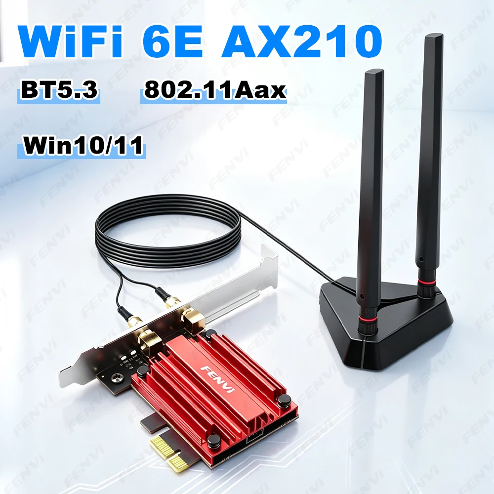 Fenvi WiFi 6E AX210 BT5.3 PCIE WIFI Adapter Bluetooth 5.3 OFDMA MU-MIMO Wireless Network card Desktop PC For Win 10/11