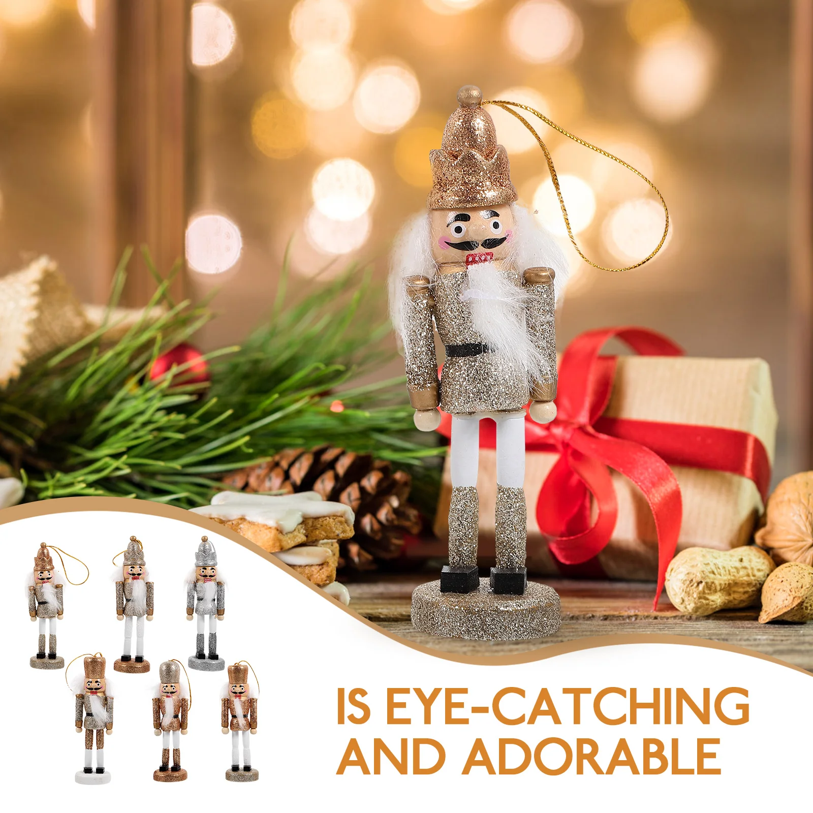 

6 Pcs Decorations Nutcracker Pendant Nutcrackers Wood Christmas Ornaments Ornamental Figure
