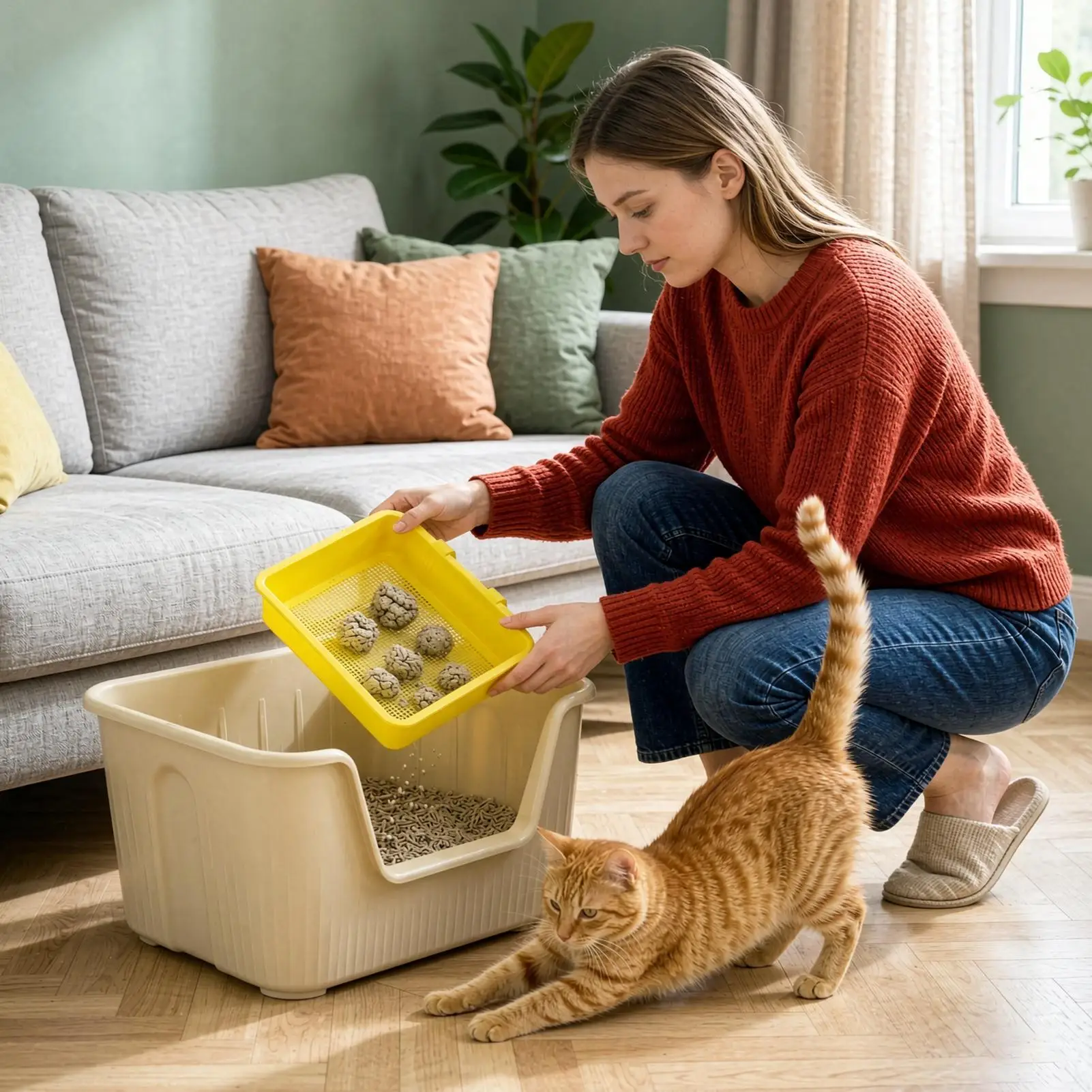 Litter Box Sifter Insert Fine Mesh Washable Portable Pet Waste Container Cat Litter Box Sifting Insert For Home Living Room