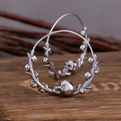 Unique Design Gothic Skull Hoop Earrings Creative Fashion Never Fade Stainless Steel Vintage Punk Hip Hop Earring Jewelry Gift