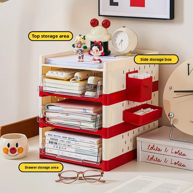 Foldable Desktop Organizer with Hole Board Bookshelf Office Study Multi-Layer File Storage Rack Compact Student Desk Organizer