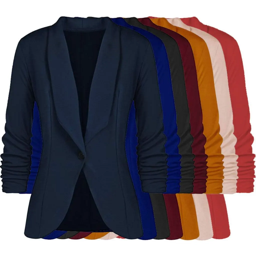 

Women's Autumn Pleated Sleeve Work Office Jacket Suit European American Style Small Suit Popular Hot Selling
