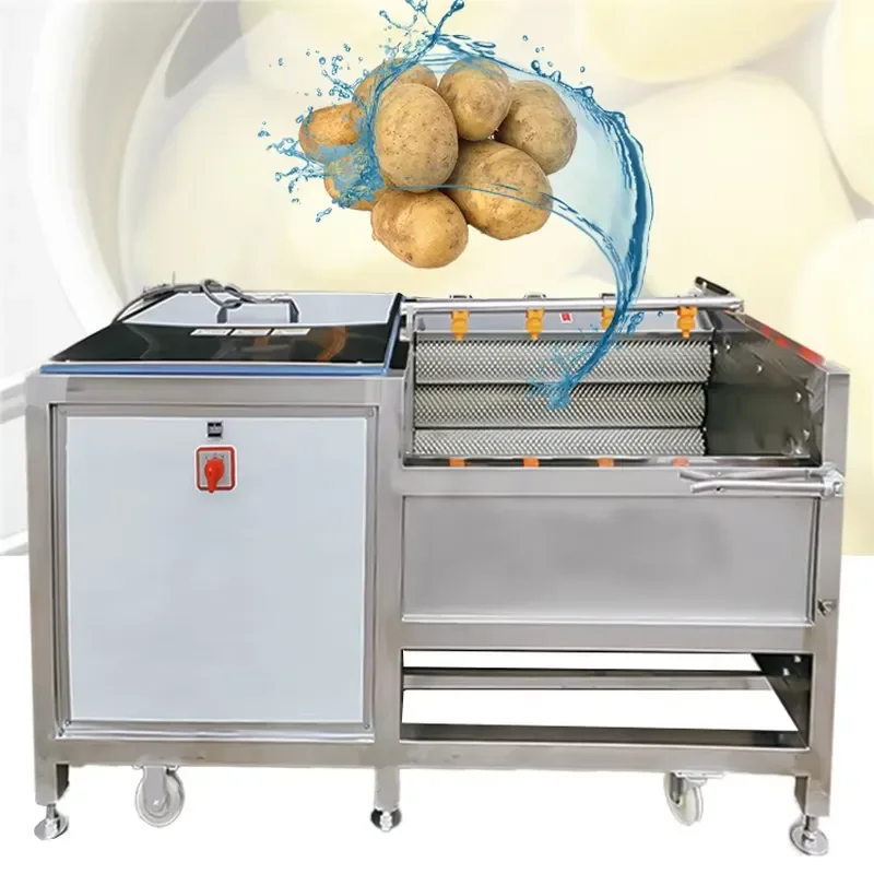 Automatic Vegetable Cleaning Peeling Machine for Potatoes Tomatoes Leafy Vegetables 1000-1500kg/h Processing Capacity Bubble