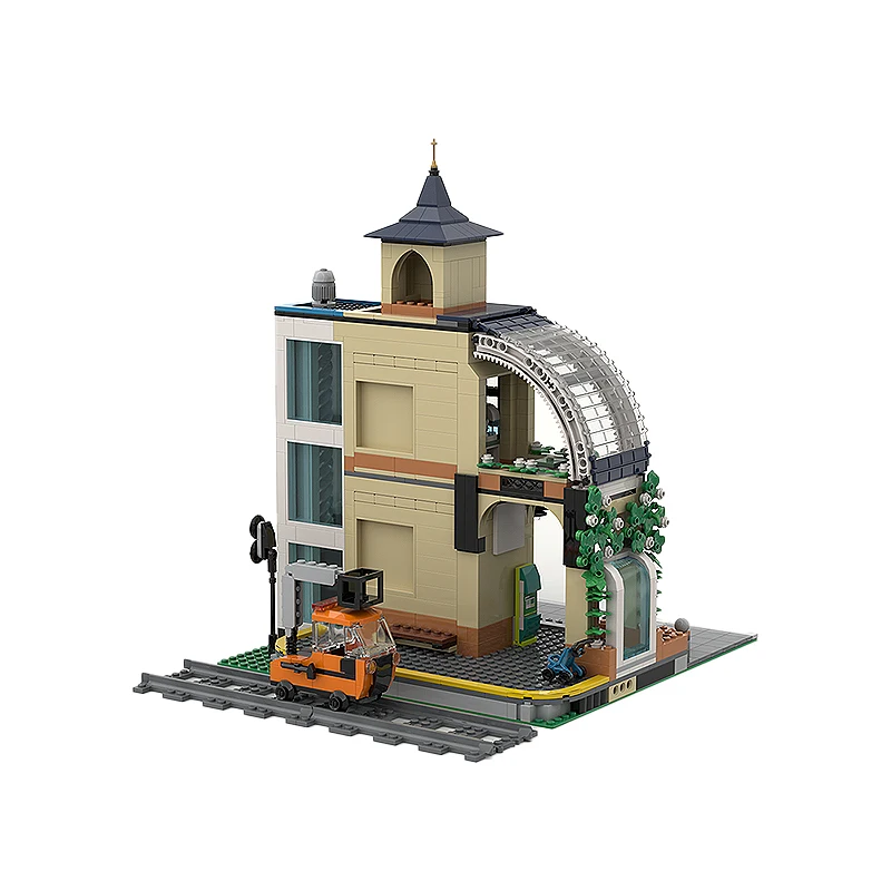 MOC 중앙역 모델 빌딩 블록 957PCS 도시 스트리트 뷰 건축 독창성 DIY 벽돌 장난감 데스크탑 디스플레이 선물