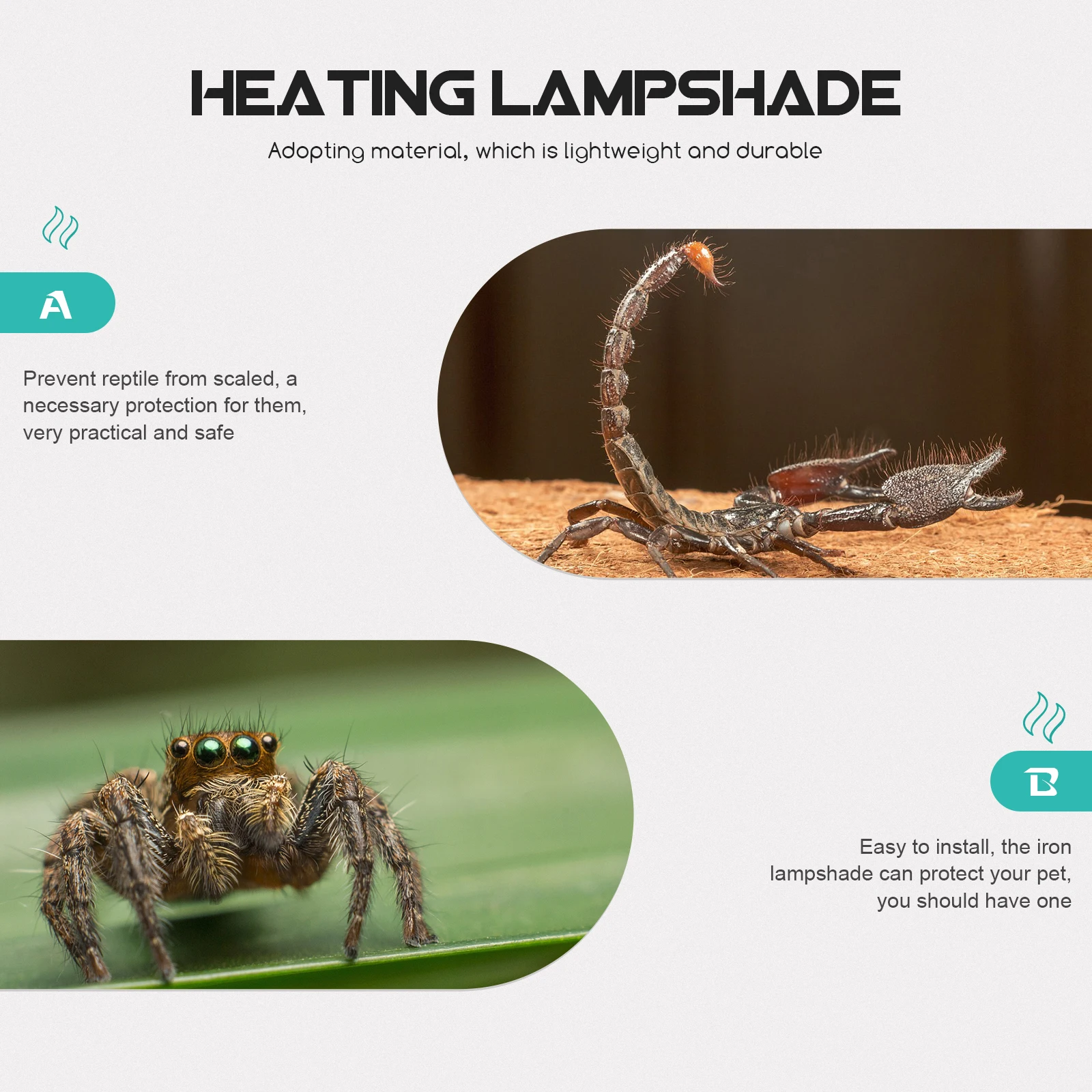 

1pc Pet Heating Light Reptile Lamp Shield Holder Hollow Iron Lampshade E27 Ceramic Adjustable Clamp Safe Terrarium
