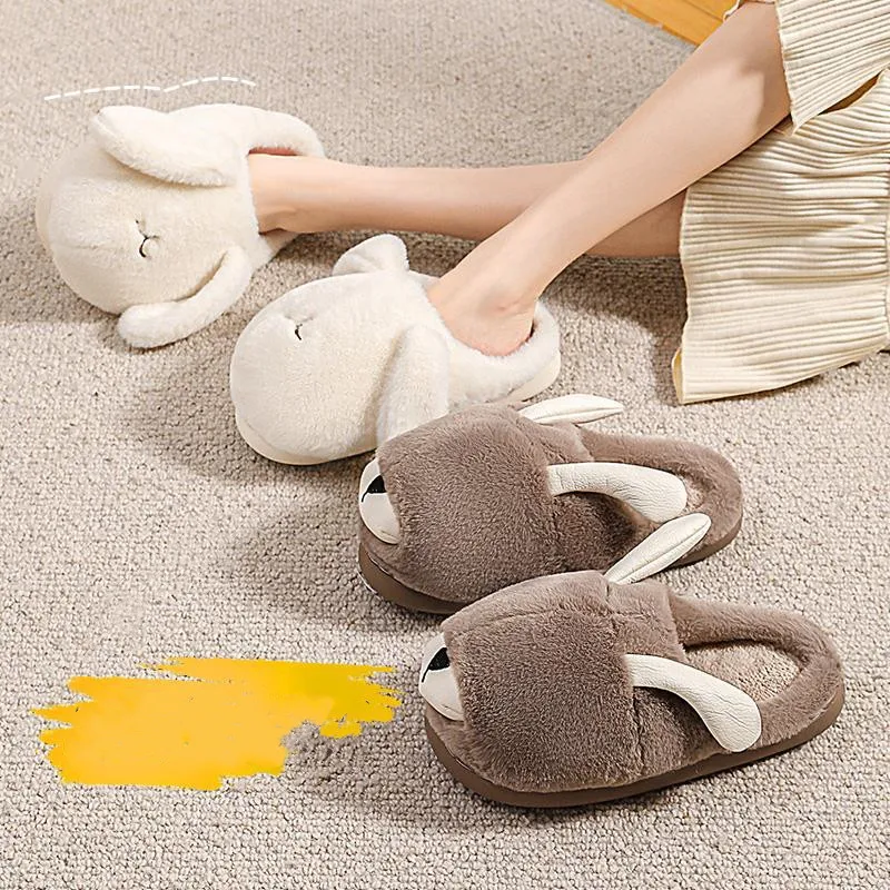 Cute Cotton Slippers Women Autumn Winter Indoor Home 2022 New Anti-skid Warm Plush Slipper Couples Indoor House Cotton Shoes