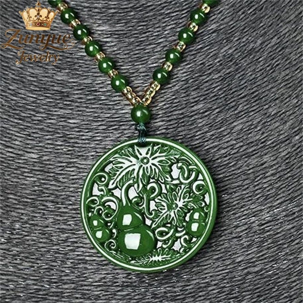 

Natural Hetian Jade Carved Hollowed-Out Gourd-Shaped Round Jade Pendant Luxury Quality Jewelry Fashion Jewelry Exquisite Charms
