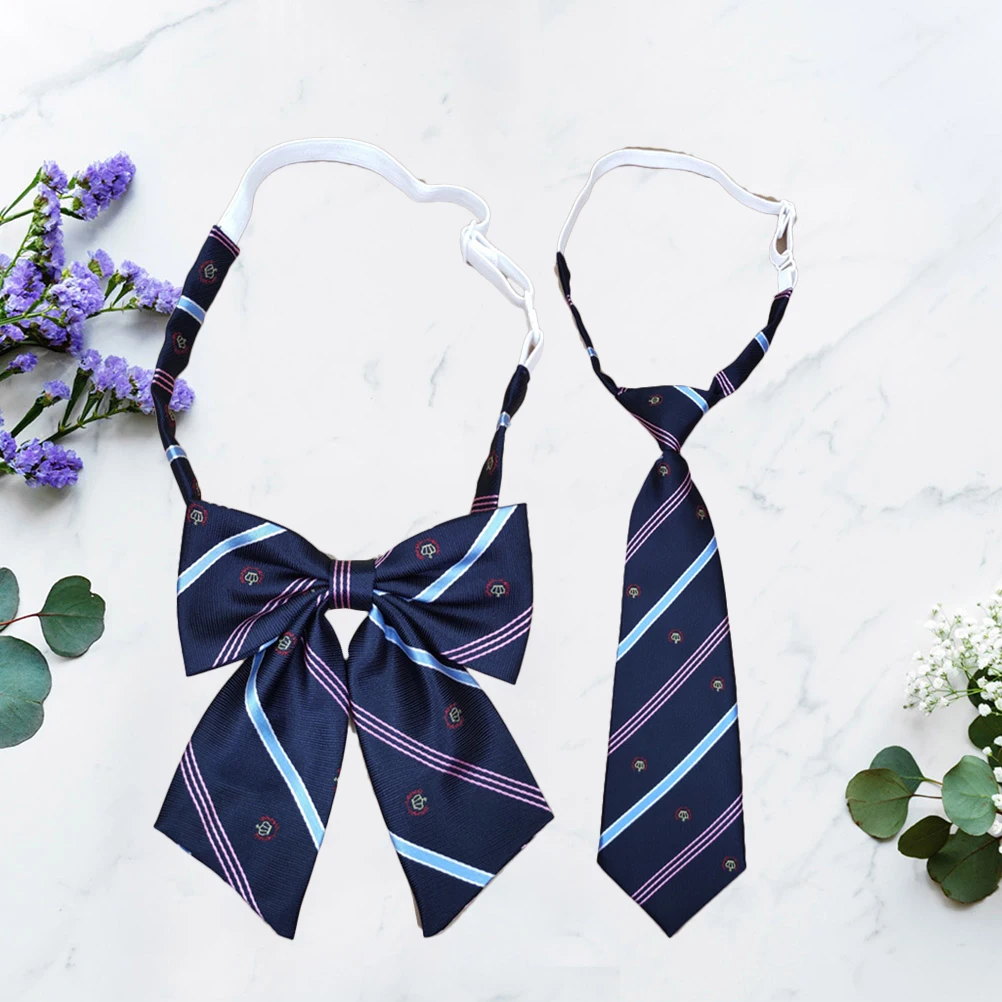 

2pcs Bow Tie Cravat Cartoon Straight Hair Necktie Uniform Navy Student Costume Accessories Set for Cosplay Party Photo