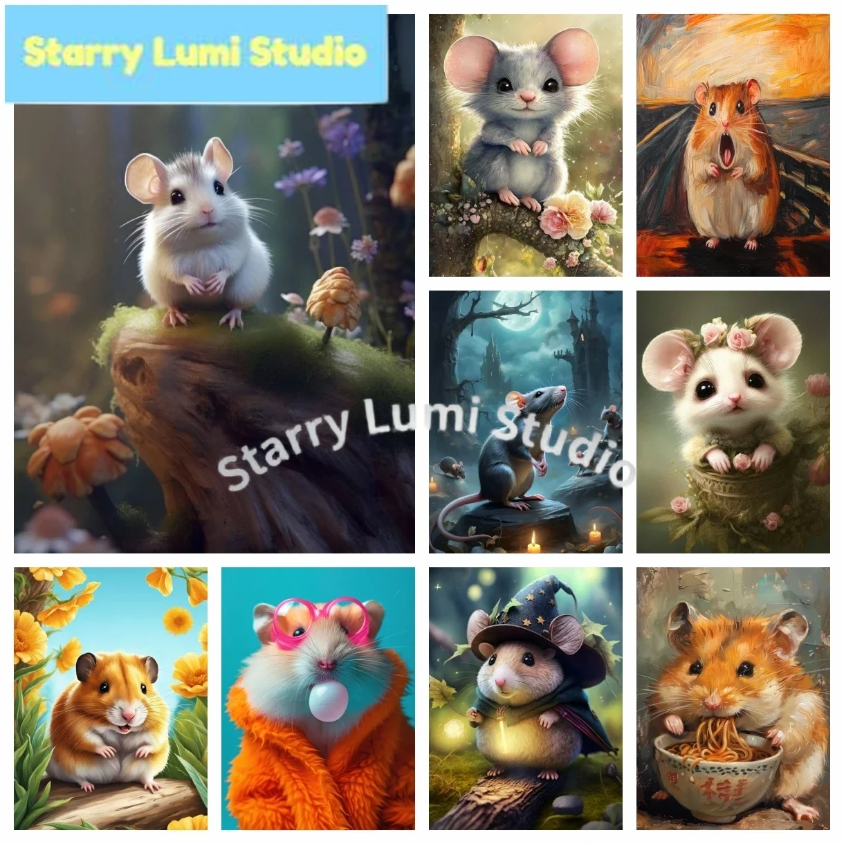 Cute Hamster DIY 5D Diamond Painting Cartoon Mouse Rhinestone Embroidery Mosaic Kids Gift Handicraft Creative Hobbies Home Decor