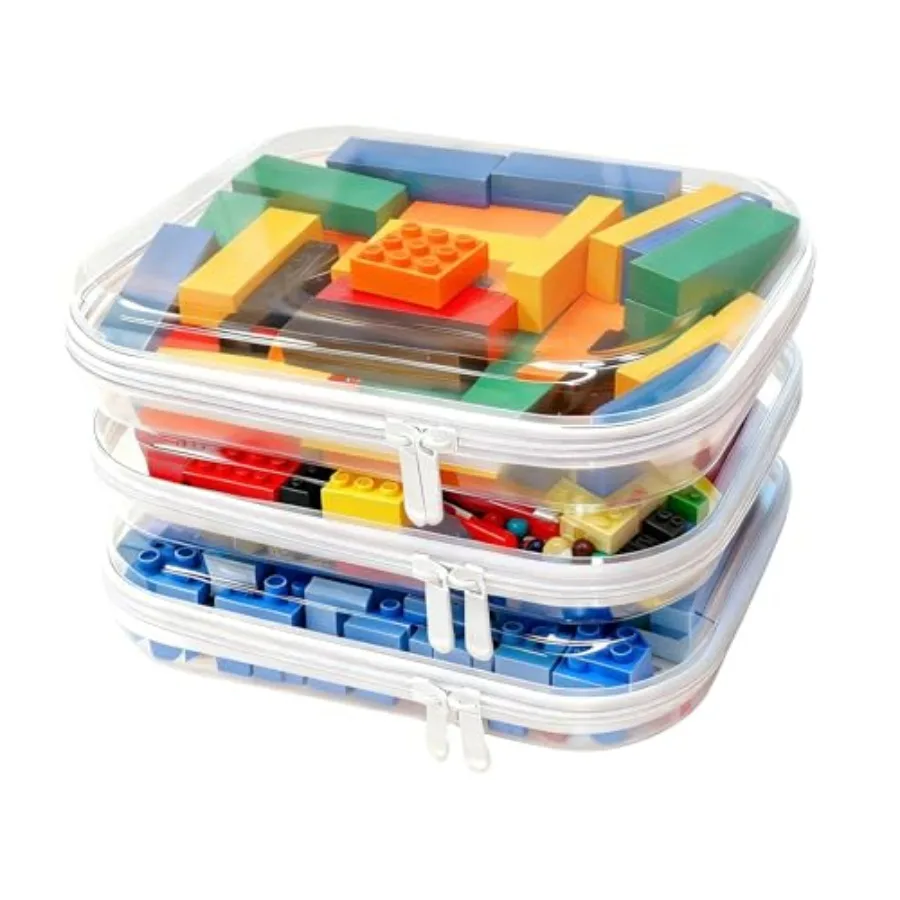 

3PCS Clear Hard Shell Zipper Case, Toy Organizers and Storage Box, Clear Toiletry Cosmetic Case, Travel Makeup Bags, Diaper Bag
