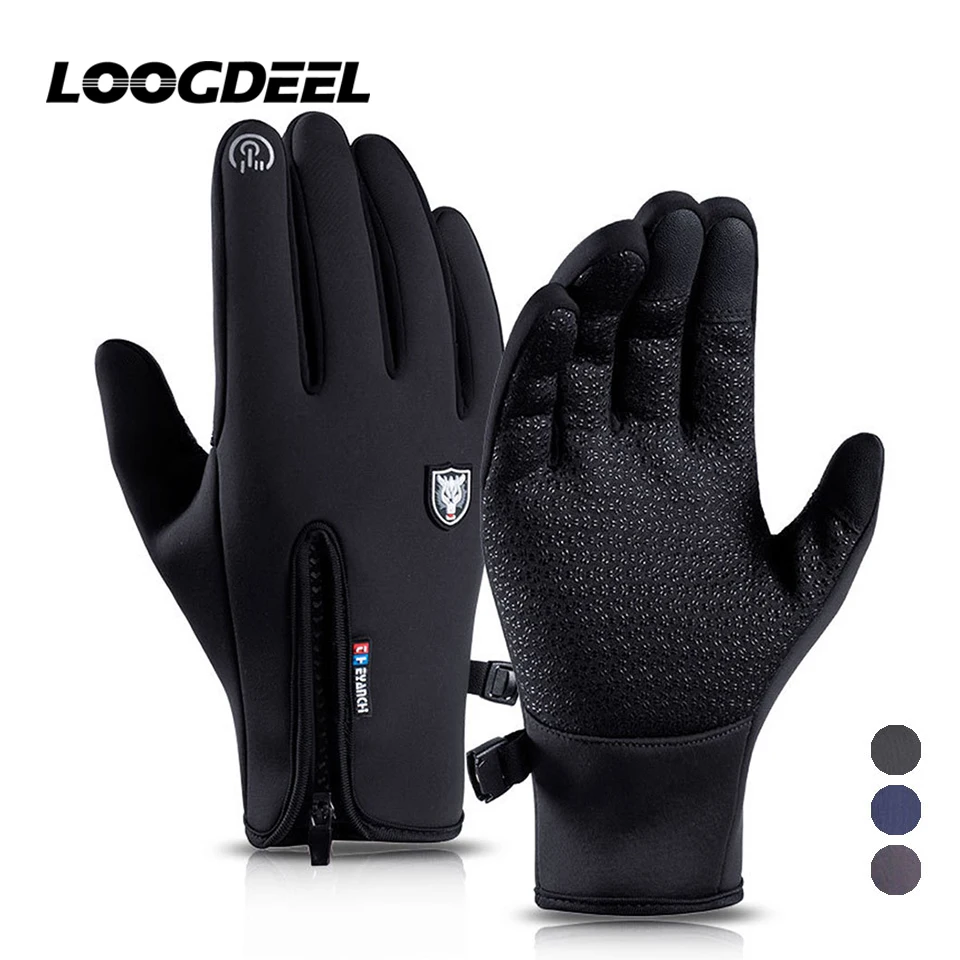 LOOGDEEL Fishing Gloves Waterproof Winter Outdoor Sports Cycling Skiing Windproof Non-slip Touch Screen Get Fish Fishing Gloves