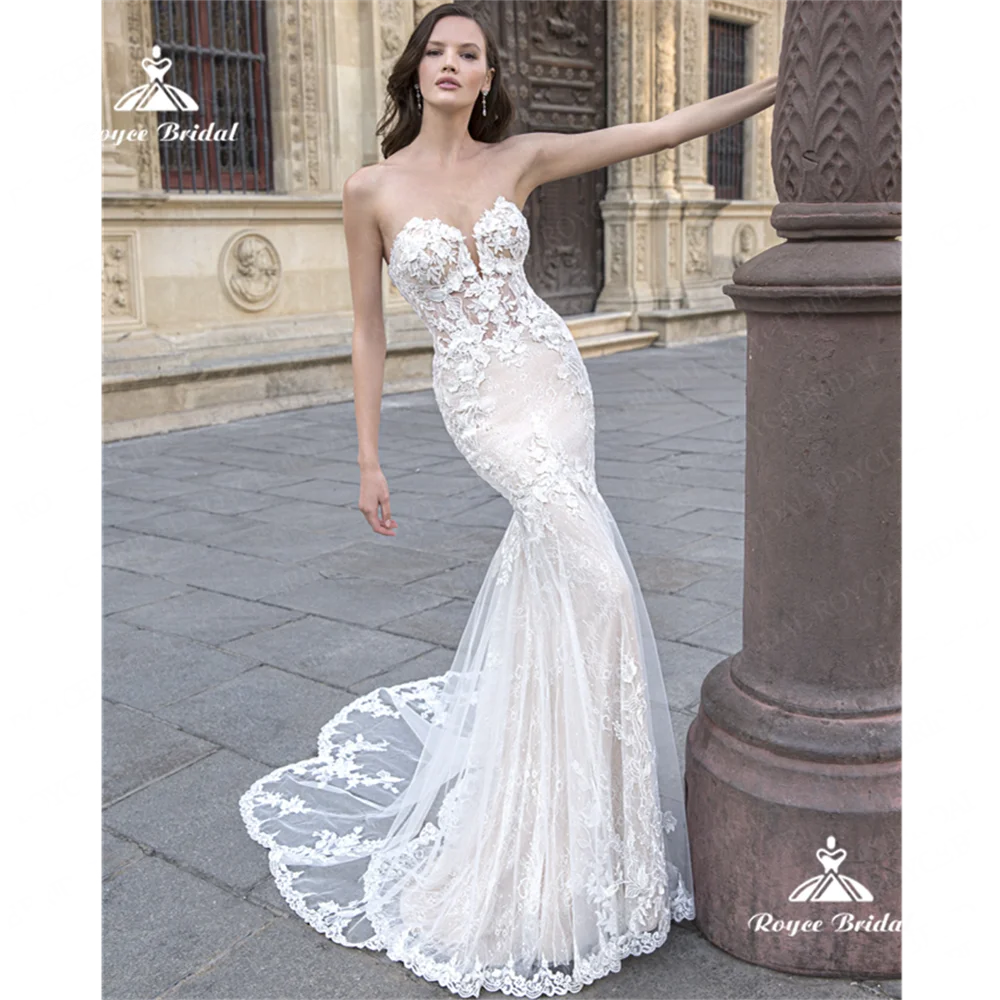 Roycebridal Sweetheart Mermaid Wedding Dress 2025 Lace Court Train Wedding Gown vestido de noiva frete grátis mais vendidosплать