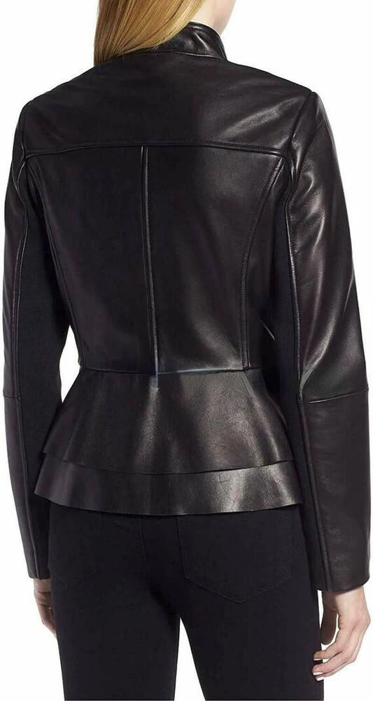 Women Coat Genuine Lambskin Leather Clothing Jacket Party Wear Black