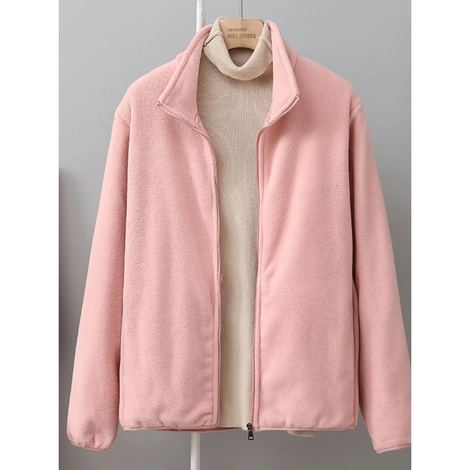 2025 nueva primavera otoño chaquetas de lana para mujeres de mediana edad 5XL chaqueta cálida con cuello levantado informal prendas de vestir exteriores con cremallera abrigo de invierno para madres