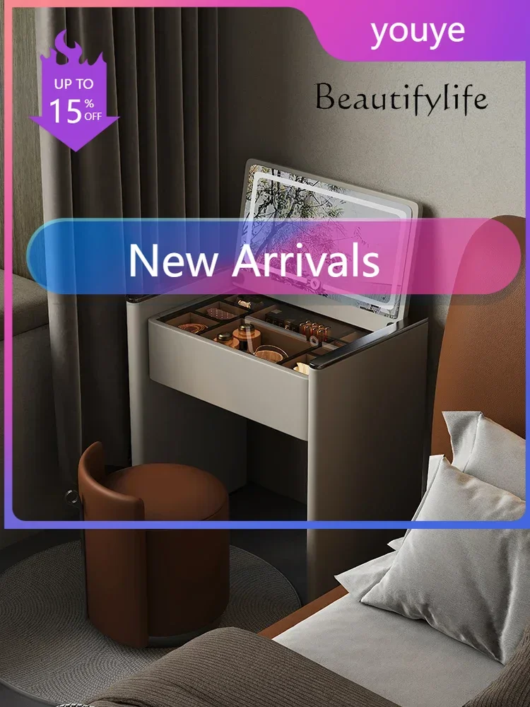 

Туалетный столик N19 в итальянском минималистичном стиле с зеркалом-ракушкой, светильником, для спальни, роскошный, высококачественный, для макияжа, с местом для хранения