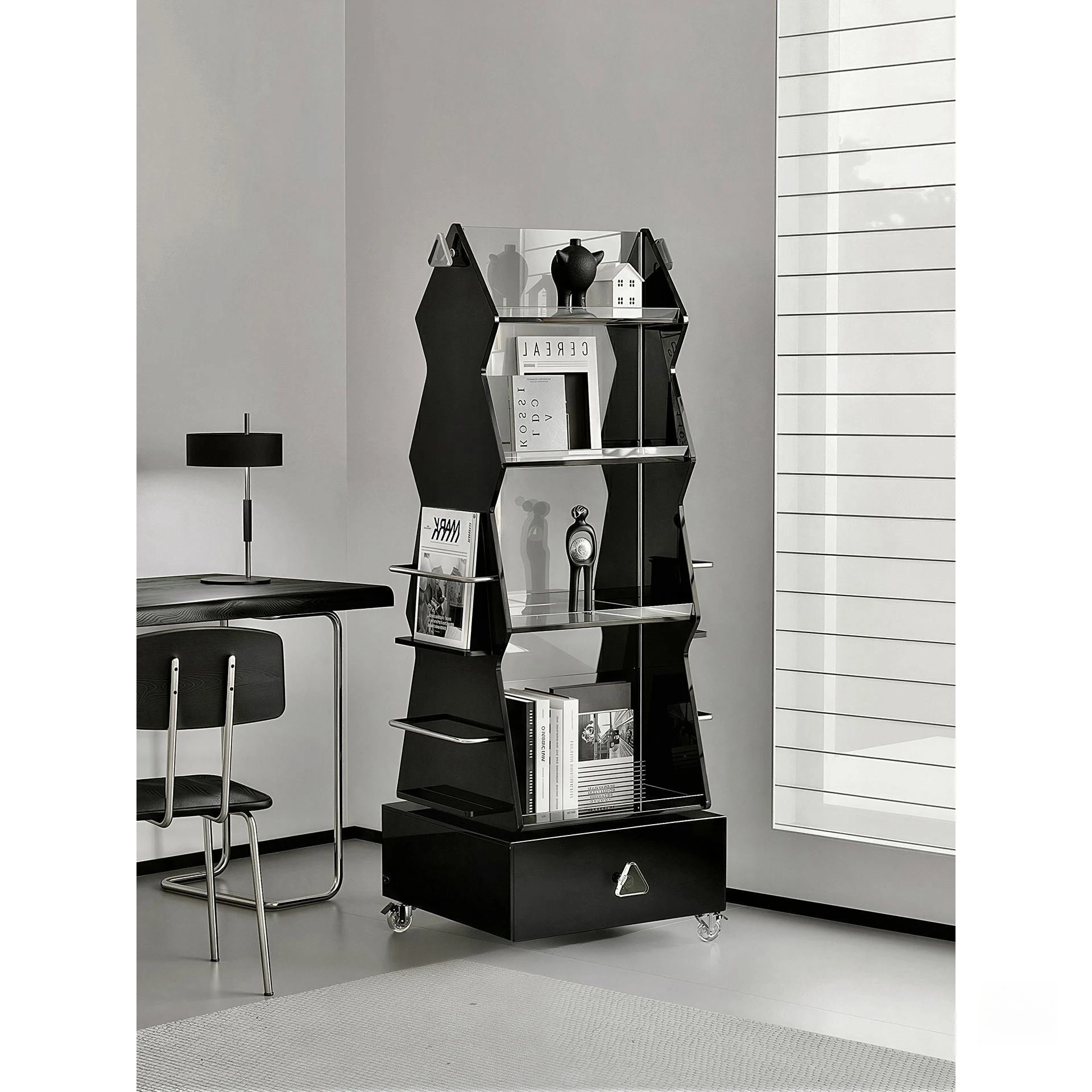 Rotating cabinet Storage bookcase Shelf placement cabinet