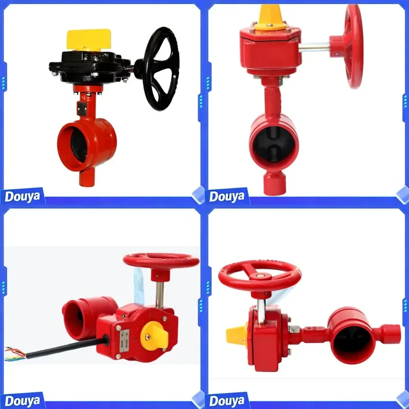TKFM Worm Gear Operated Grooved End Butterfly Valve DN65-DN600 PTFE Seat for Fire Protection System