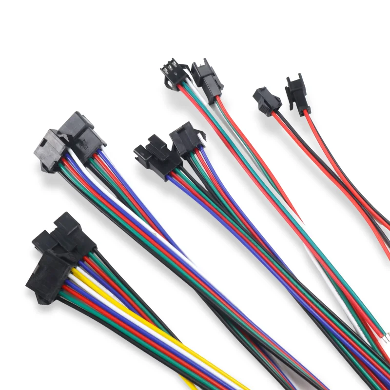 6pairs SM-2Pin/3Pin/4Pin/5Pin/6Pin female head/mela 150MM long 2.54mm LED Extension Connector Cable Wires for LED Strip Light