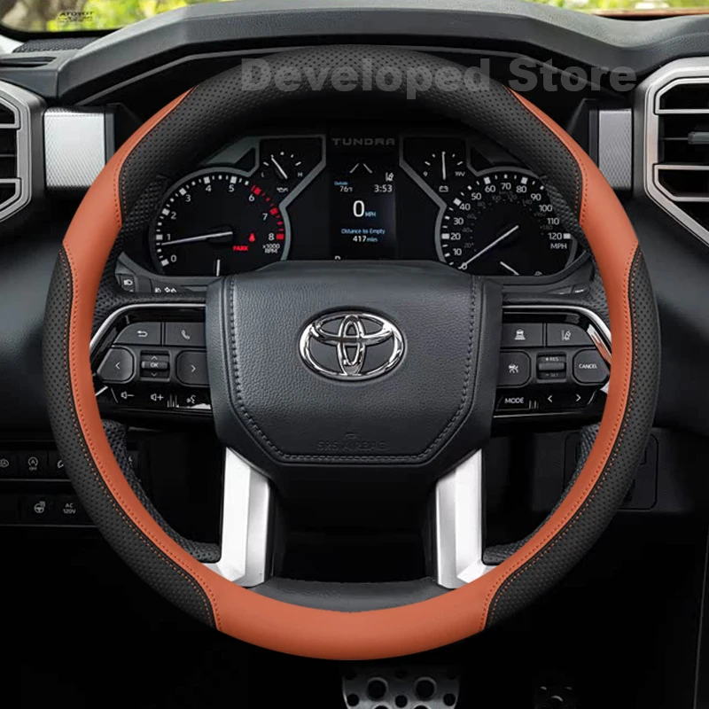 Кожаный чехол на руль 39 см для Toyota Land Cruiser LC300 LC250 Prado 4x4 2006-2008, аксессуар для Hilux Tacoma 2026