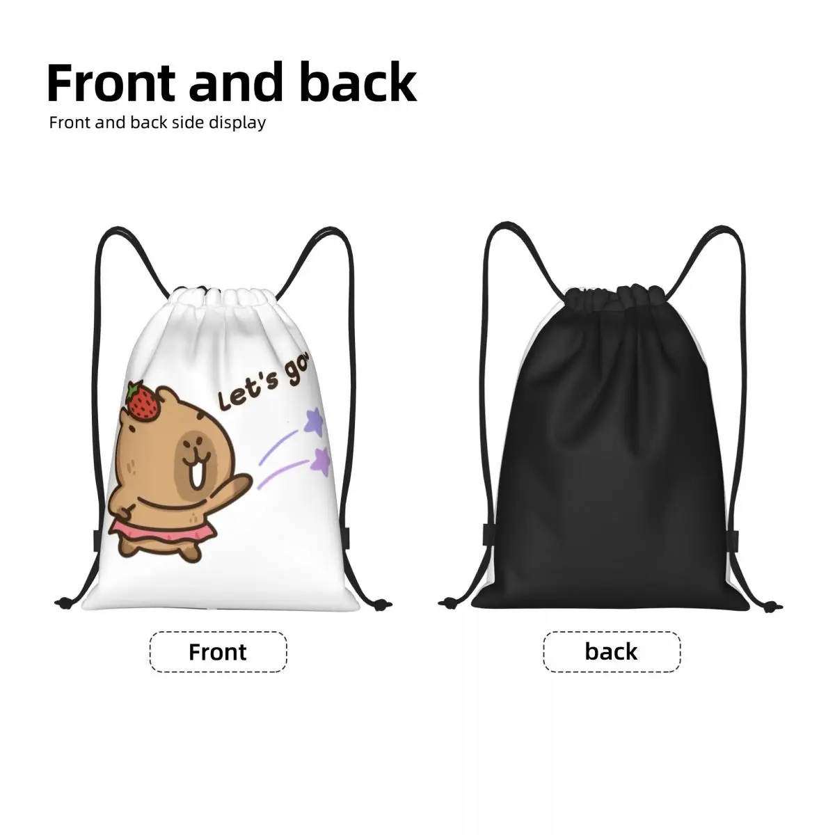 Custom Cartoon Animal Pets Capybara Drawstring Bag Men Women Lightweight Sports Gym Storage Backpack