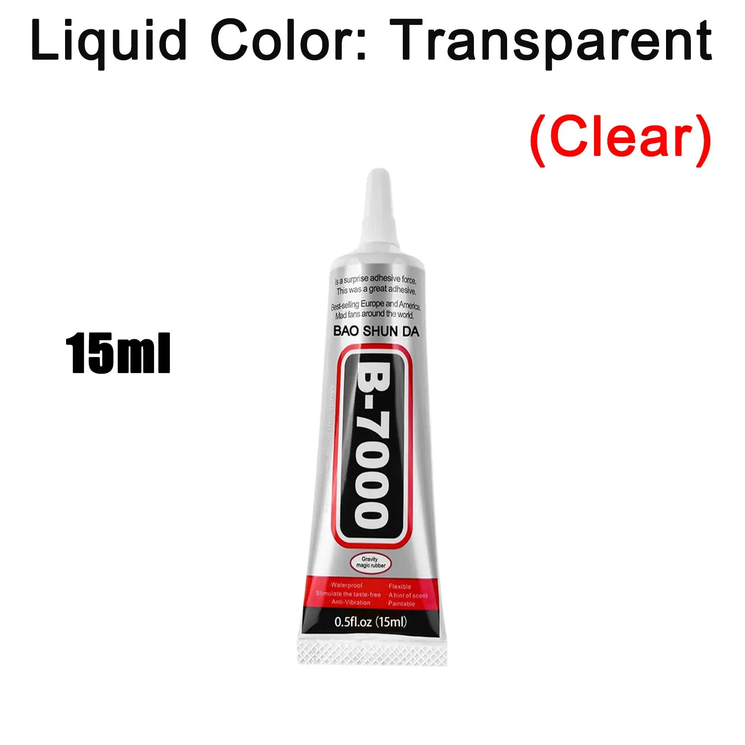 Halbflüssiger, hochviskoser, transparenter Klebstoff B7000, geeignet für die Verarbeitung von Edelsteinen, Diamanten und Strasssteinen in der Schmuckherstellung, 15 ml