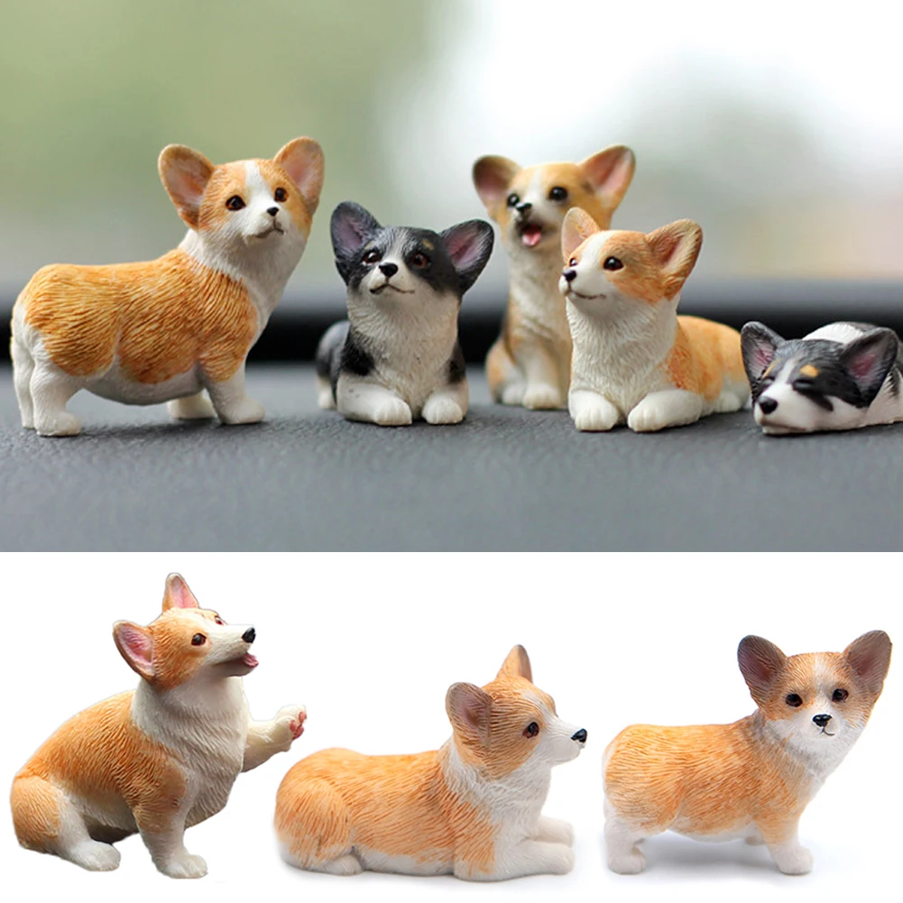 Cute Mini Resin Doll Car Auto Interior Ornament Dashboard Dog Toys Accessories Corgi Decorate Exquisite Puppy Gift Decorations