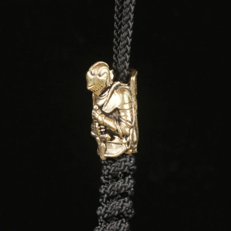 Brass Templar Knight Knife Bead Samurai EDC Paracord Pendant Handmade Accessories Charm Keychain Hanging Ornament Spacer Bead view 3