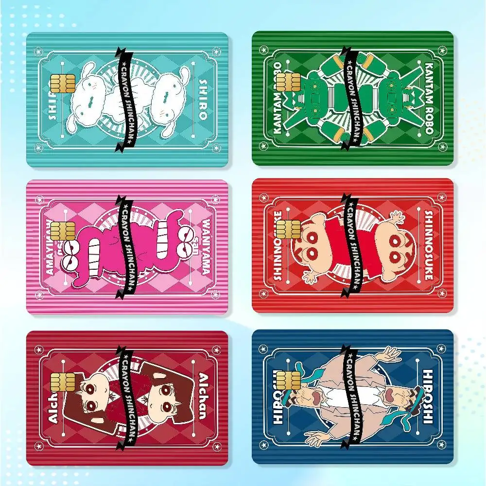 Anime C-Crayon S-Shin Chan-s Funny Matte Card Stickers For Credit Cards Debit Cards And Transit Cards 4Pcs