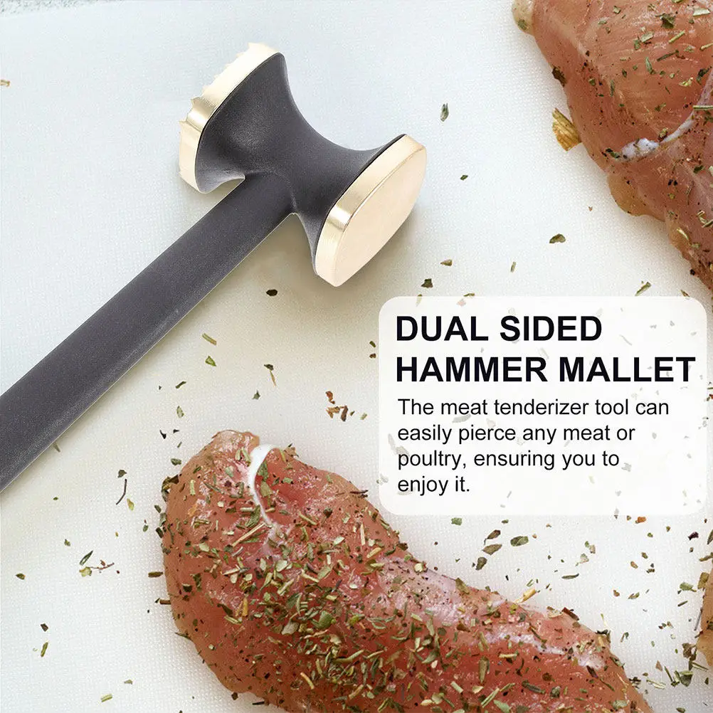 2Pcs Dual Sided Meat Tenderizer Mallet Smooth Textured Knobs Kitchen Tool Easy Clean Enhance Steak Pork Chicken Lamb Flavor