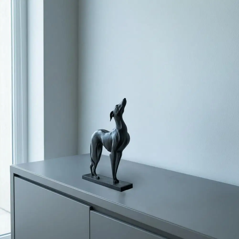 Soft Desktop Decoration High-end Desktop Decoration 3d Printed Greyhound Statue Matte Black Minimalist Dog Sculpture Canine