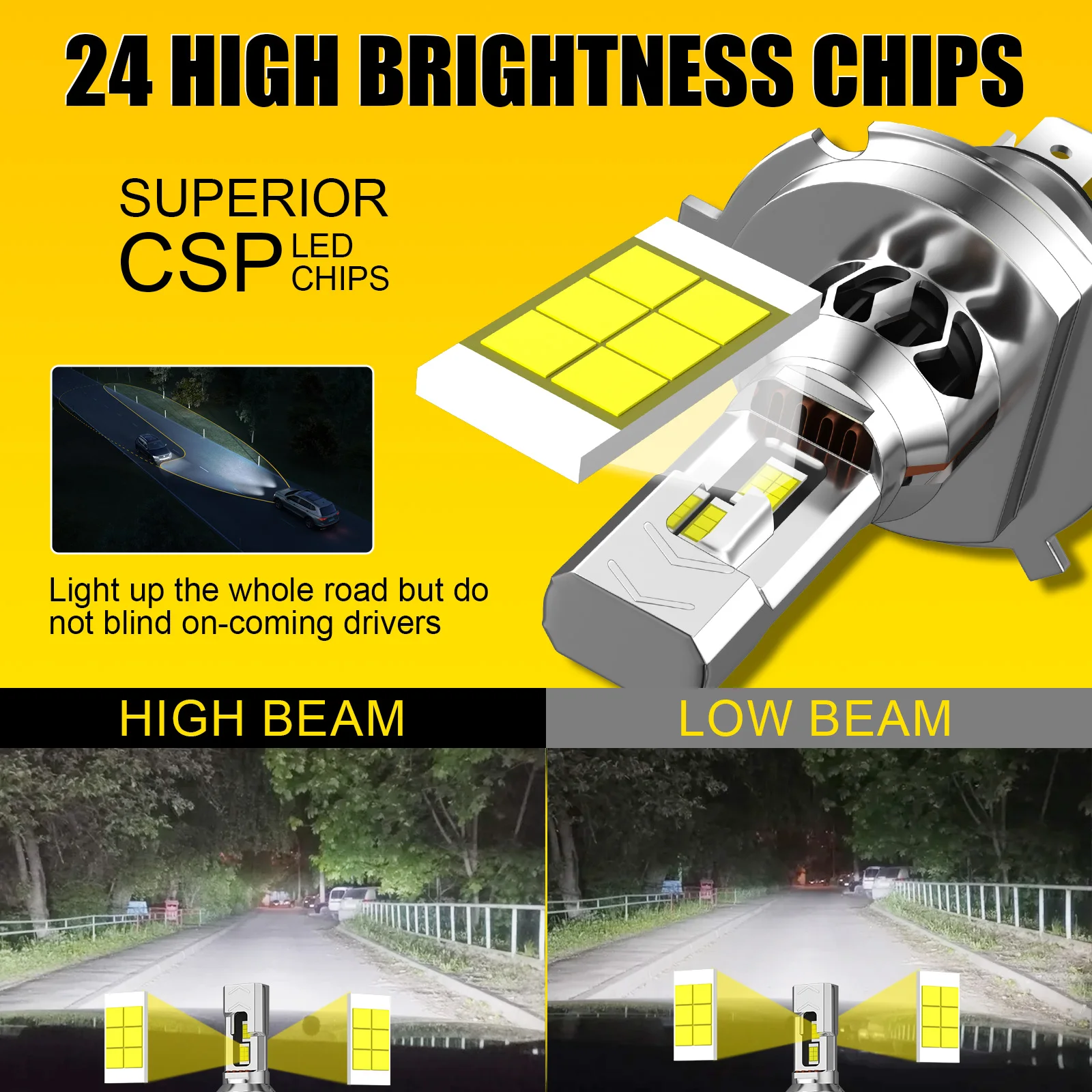 New H4 LED Headlight error-free Canbus Car lights led H4/9003/HB2 Hi/Lo Motorcycle Bulb 60W 22000LM 6500K 12V 24V Turbo Bulbs
