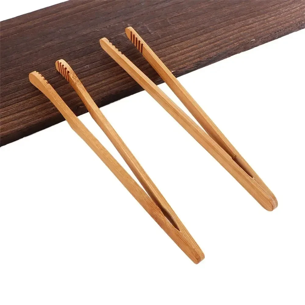 2Pcs Bamboo Tongs Wood Food Toast Salad Tongs Toaster Bacon Sugar Ice Tea Tong Clip For Cooking Baking Barbecue For Kitchen